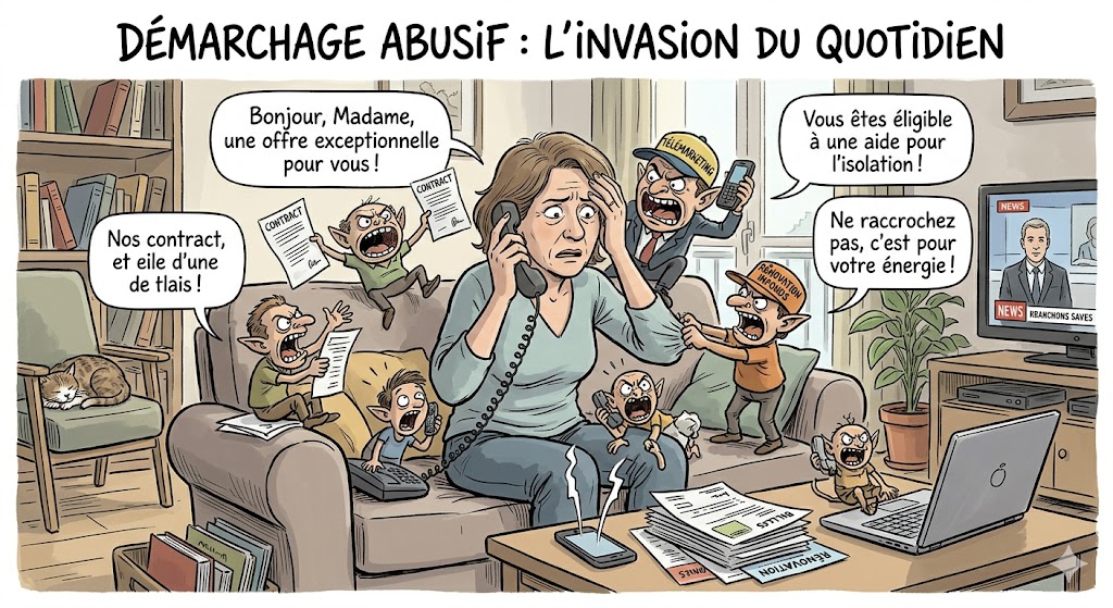 dessin d'une personne arcelé pour des demarche abusif